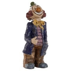 Vintage Large Clown in Glazed Clay
