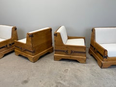 Large Club Chairs with Hand Scrapped Finish and Forged Iron Hardware