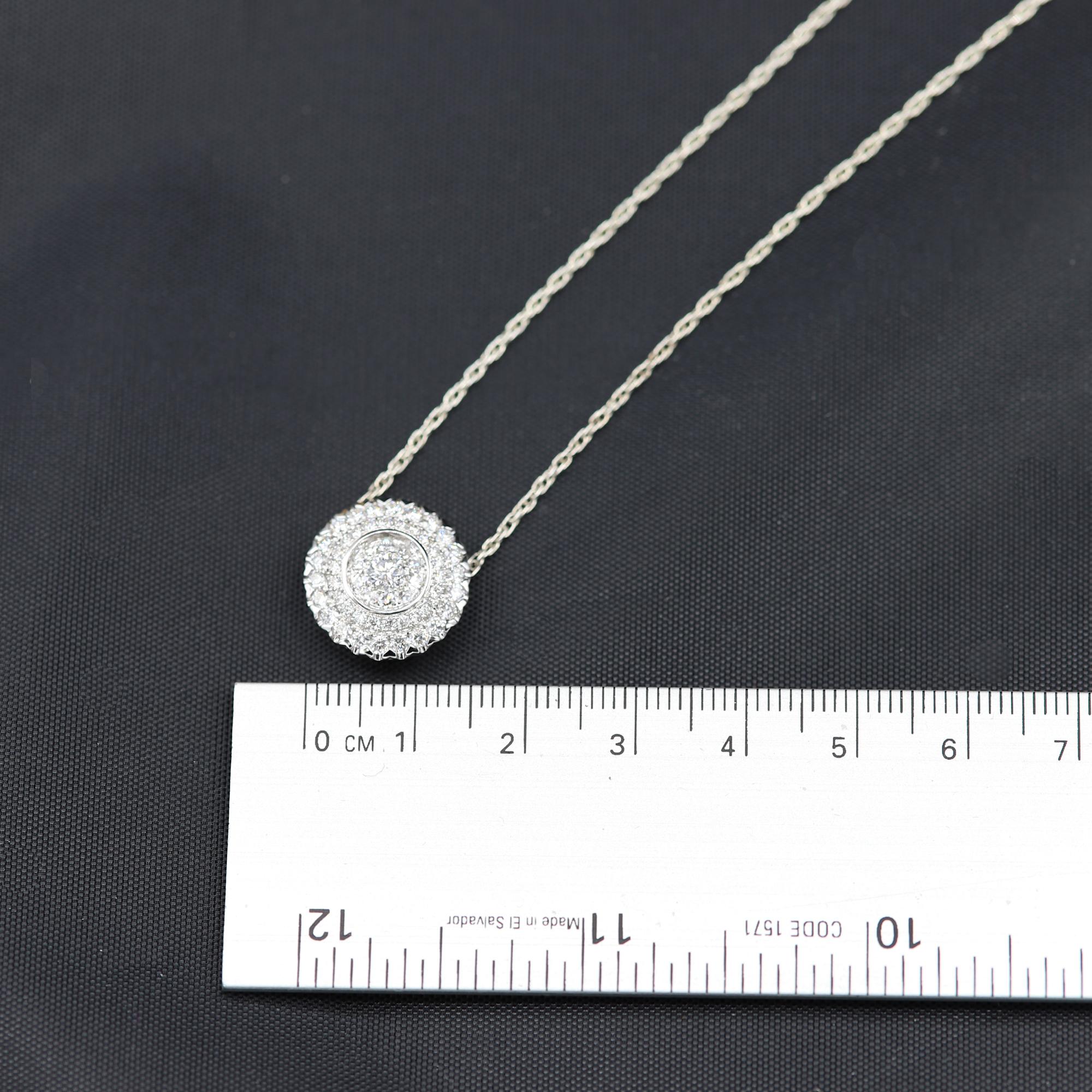 Large Cluster Diamond Pendant 18k Gold Round Circle of Diamonds Necklace 3