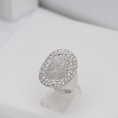 Large Cluster Diamond Ring Sterling Silver 925 Natural Diamonds Cluster Design