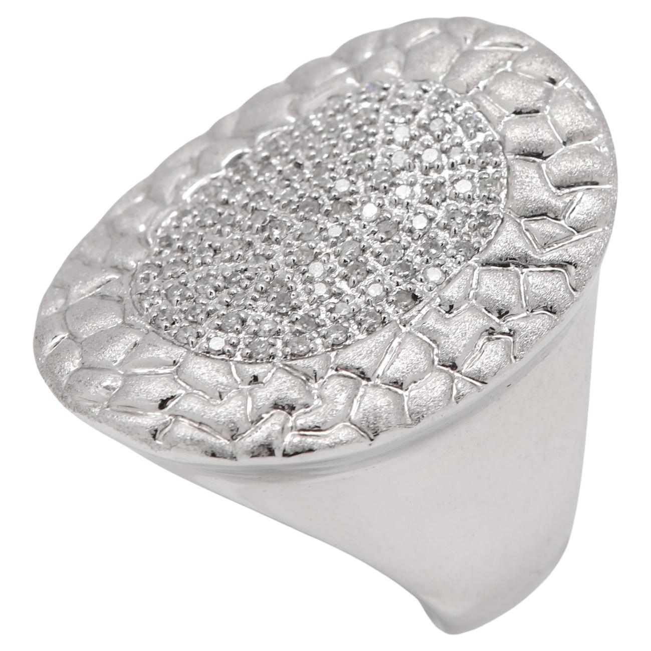 Large Cluster Diamond Ring Sterling Silver 925 Natural Diamonds Cluster Design For Sale