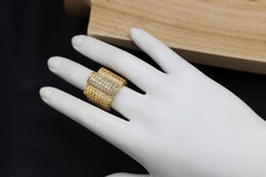 Large Cluster Ring, Diamonds and Sapphires 18 Karat Yellow Gold