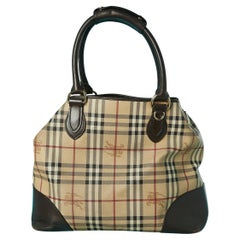 Borsa grande Coates in tartan e pelle marrone con manico superiore Burberry