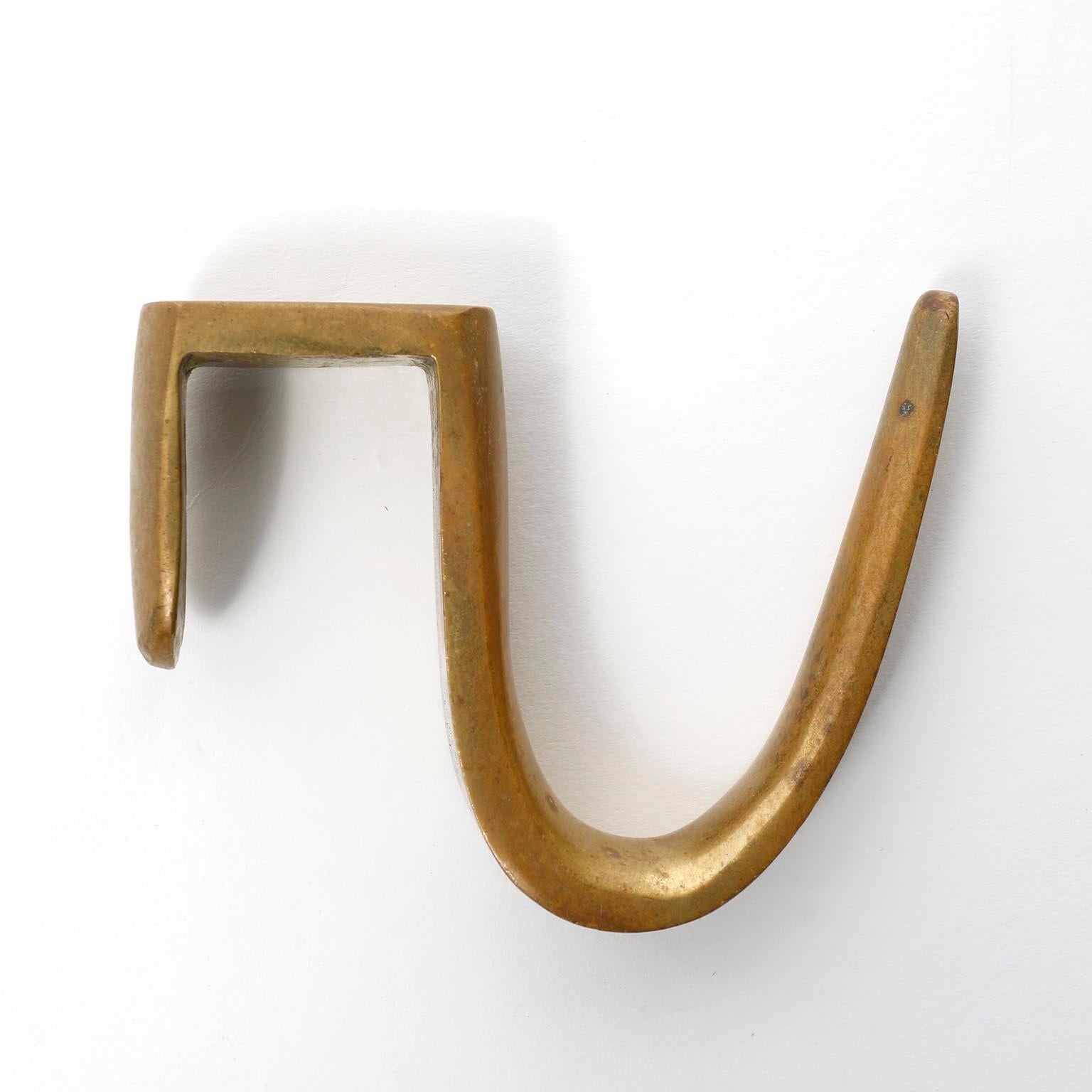 Large Coatrack Wardrobe Carl Auböck Brass Hooks, 1950s 1