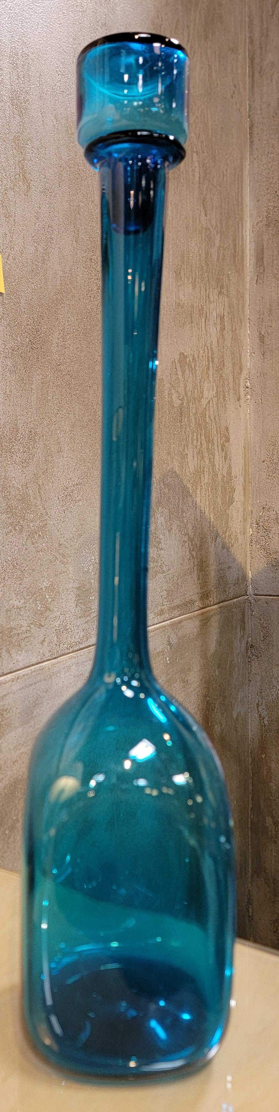 Large Cobalt Blue Blown Glass Decanter Manner of Blenko For Sale 1