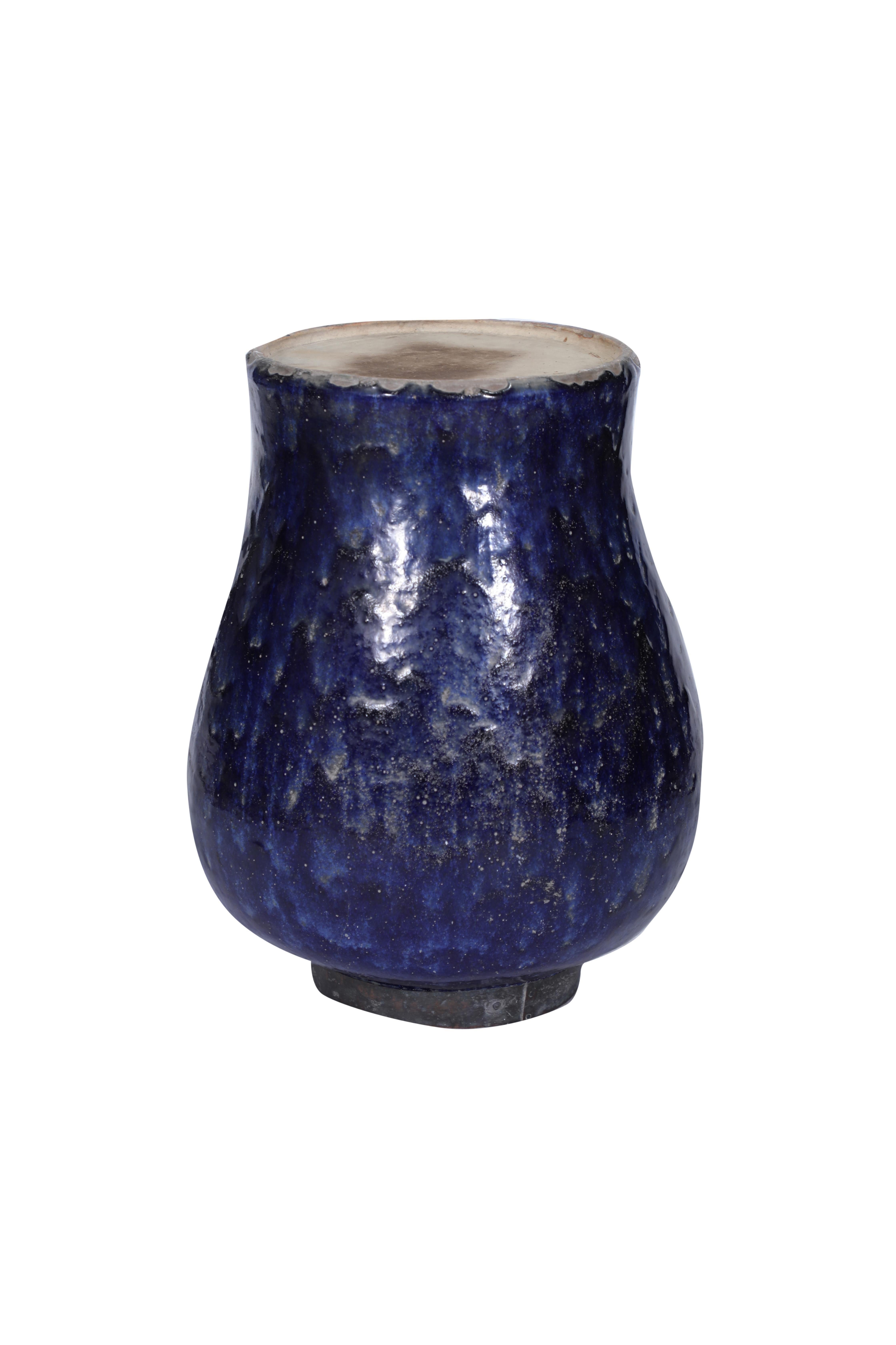 Large Cobalt Blue Ceramic Urn or Planter In Good Condition For Sale In Nantucket, MA