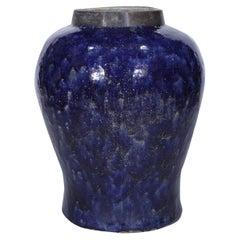 Used Large Cobalt Blue Ceramic Urn or Planter
