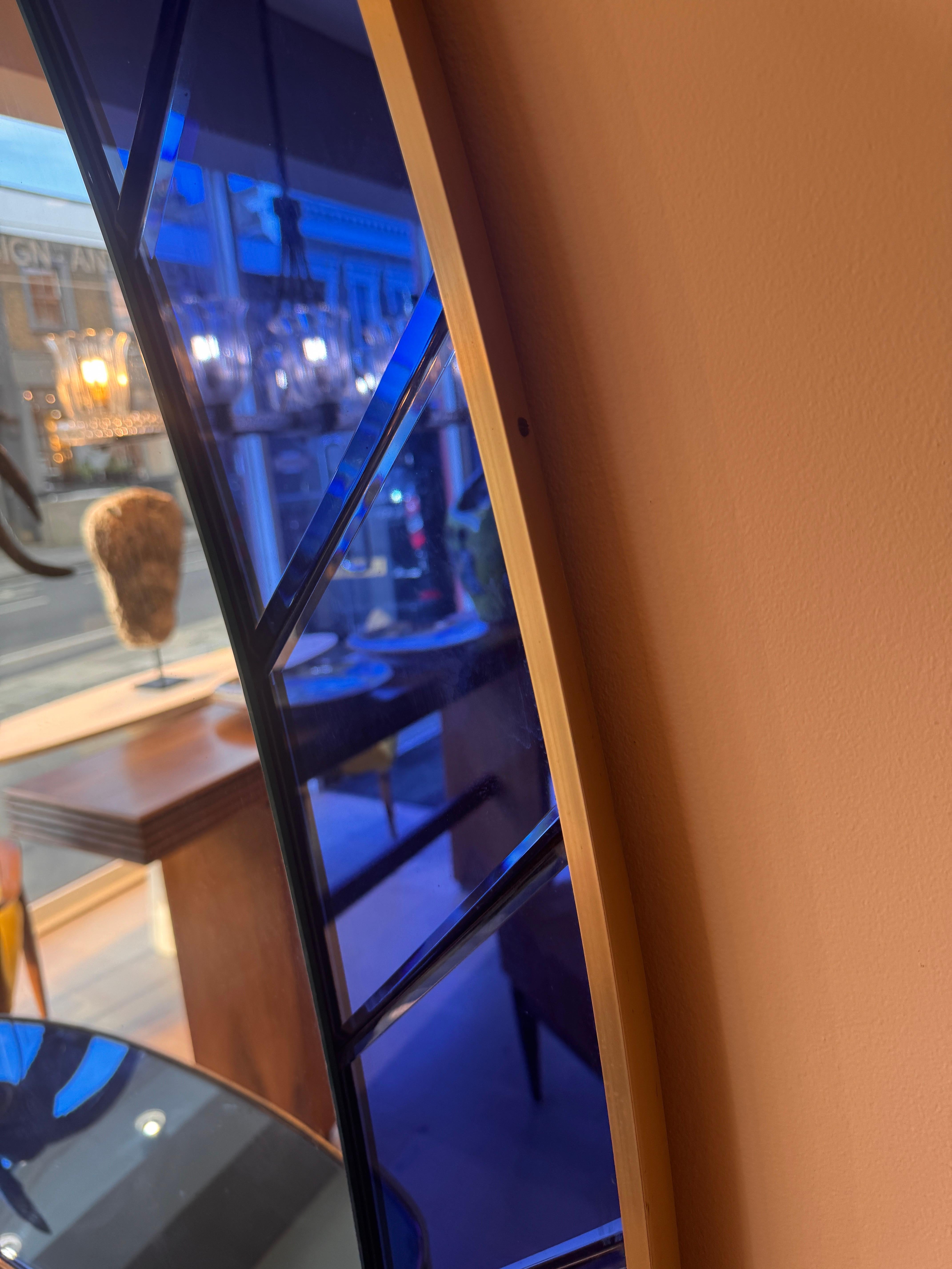 XX secolo Grande specchio e console blu cobalto di Cristal Arte in vendita