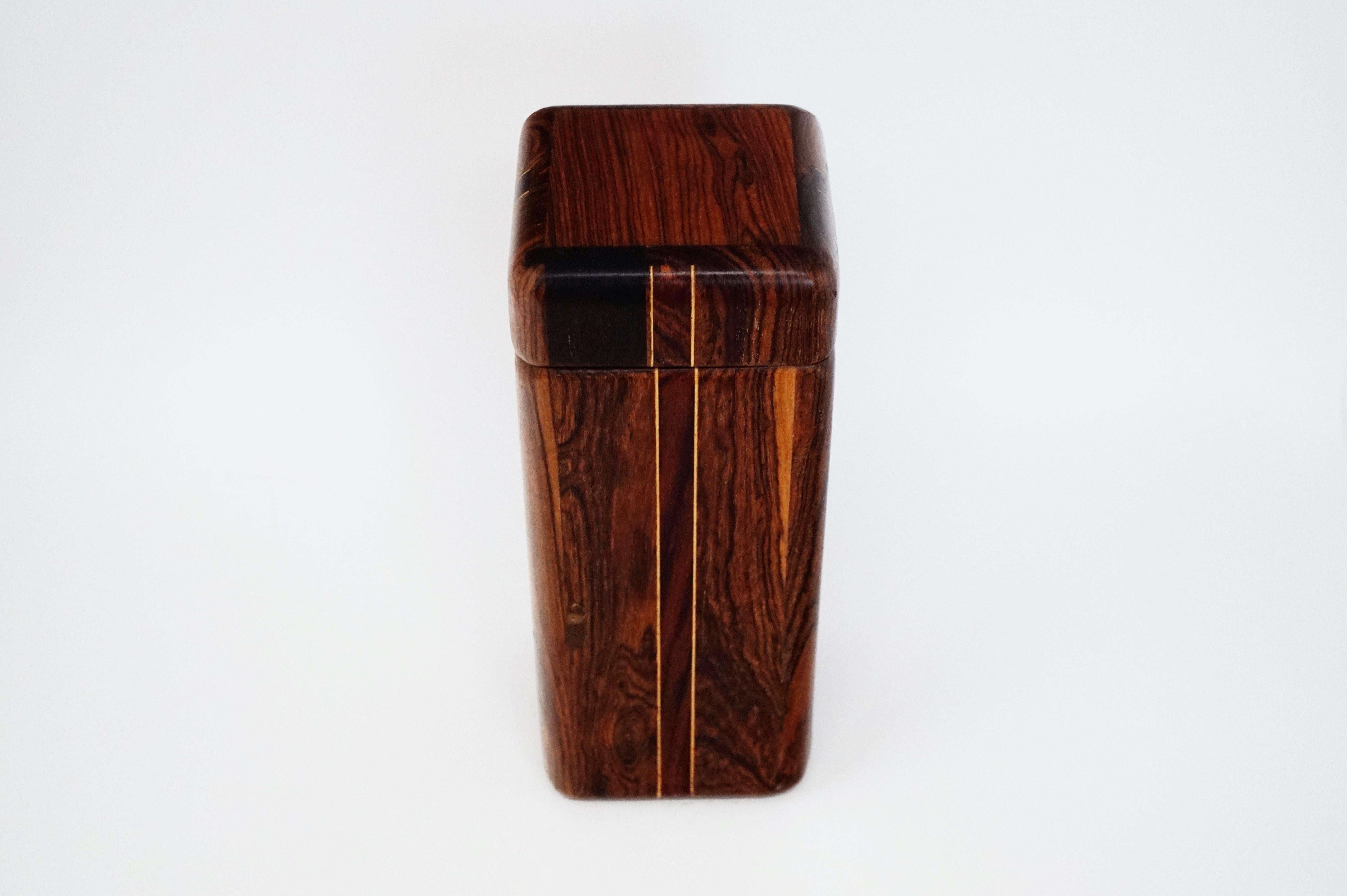 Mid-Century Modern Large Cocobolo Rosewood Lidded Box by Don Shoemaker for Senal S.A., Signed