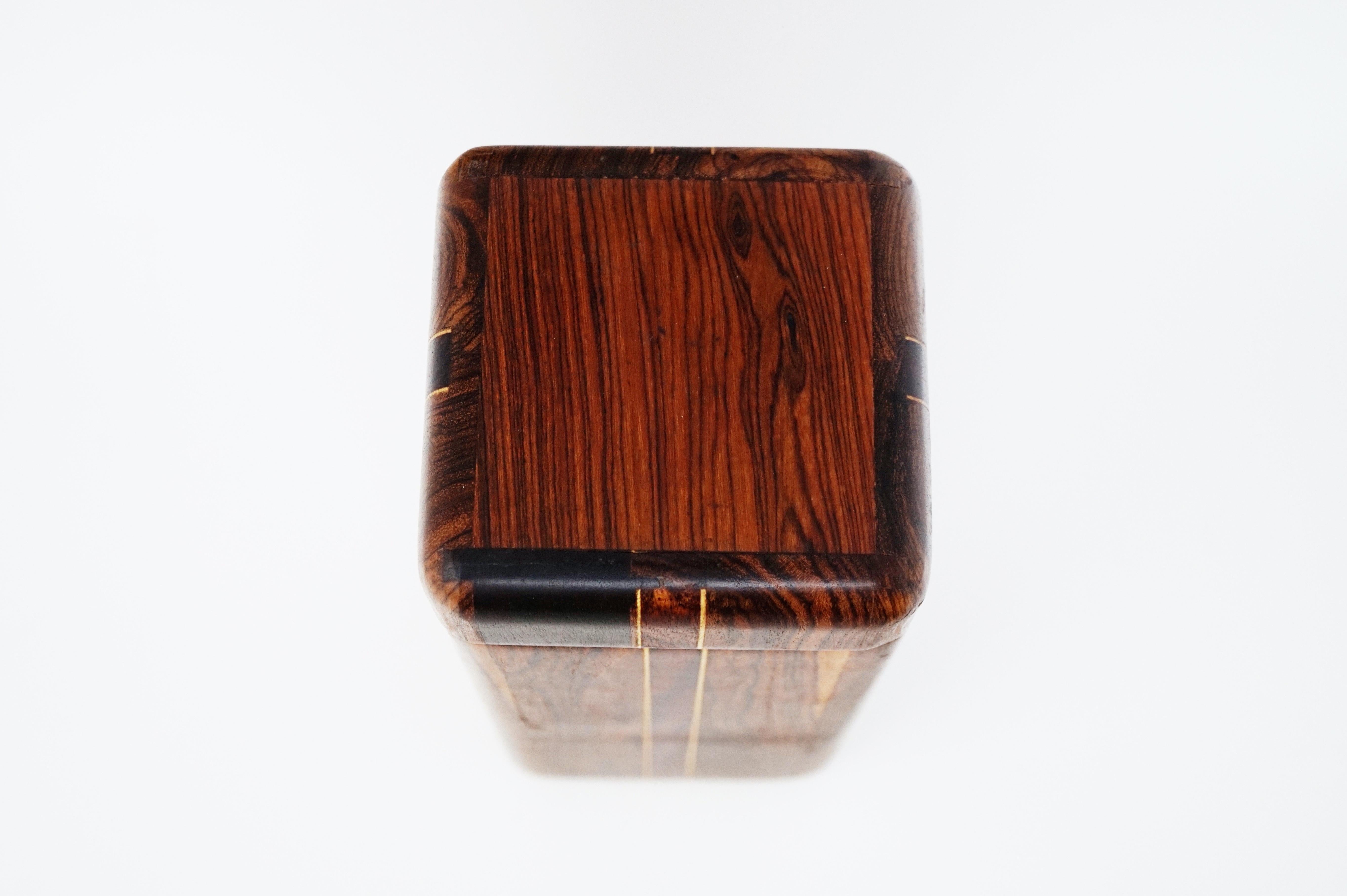 Mexican Large Cocobolo Rosewood Lidded Box by Don Shoemaker for Senal S.A., Signed