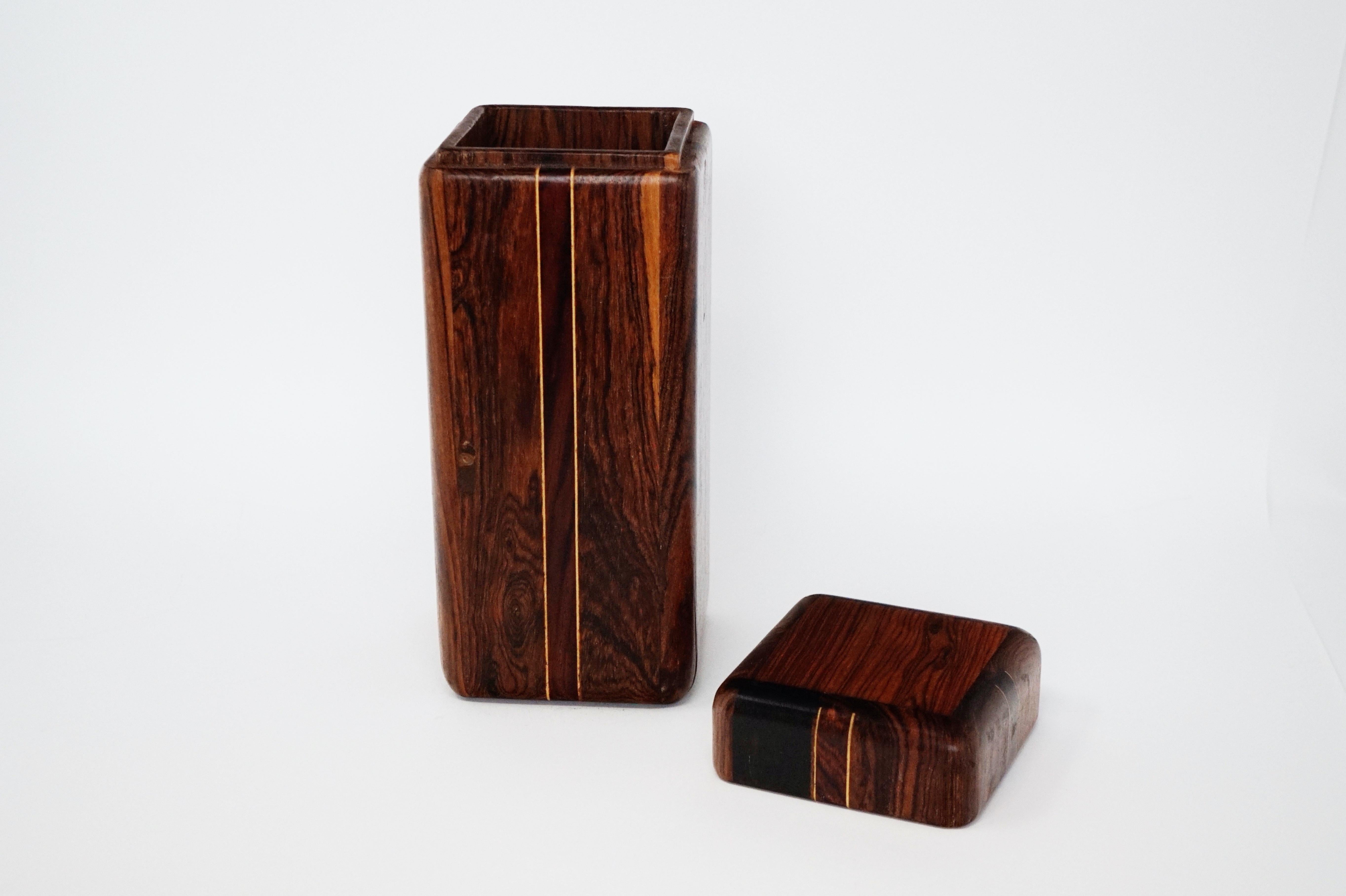 Large Cocobolo Rosewood Lidded Box by Don Shoemaker for Senal S.A., Signed 1