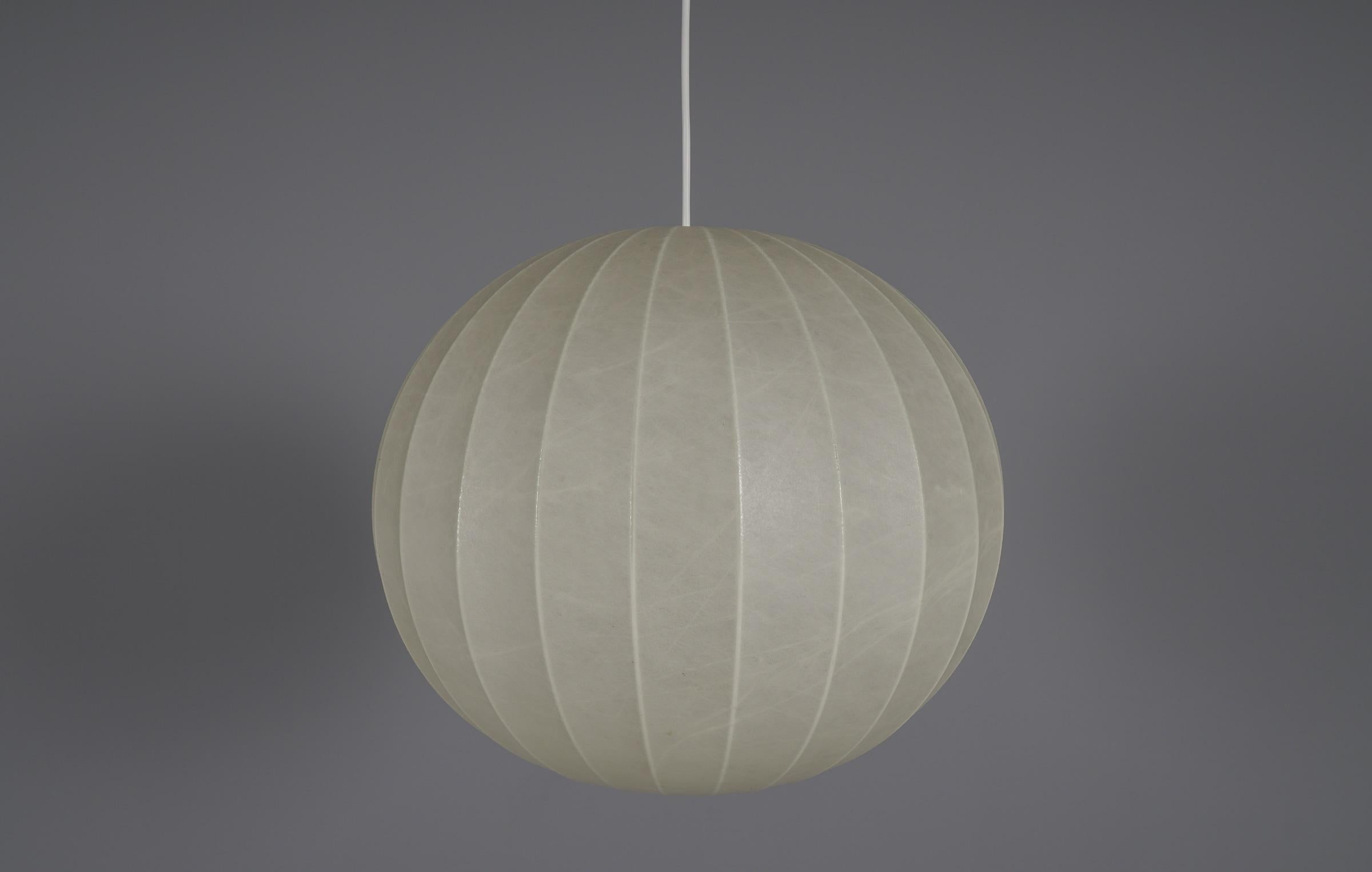 Mid-Century Modern Large Cocoon Ball Hanging Lamp, 1960s Italy For Sale