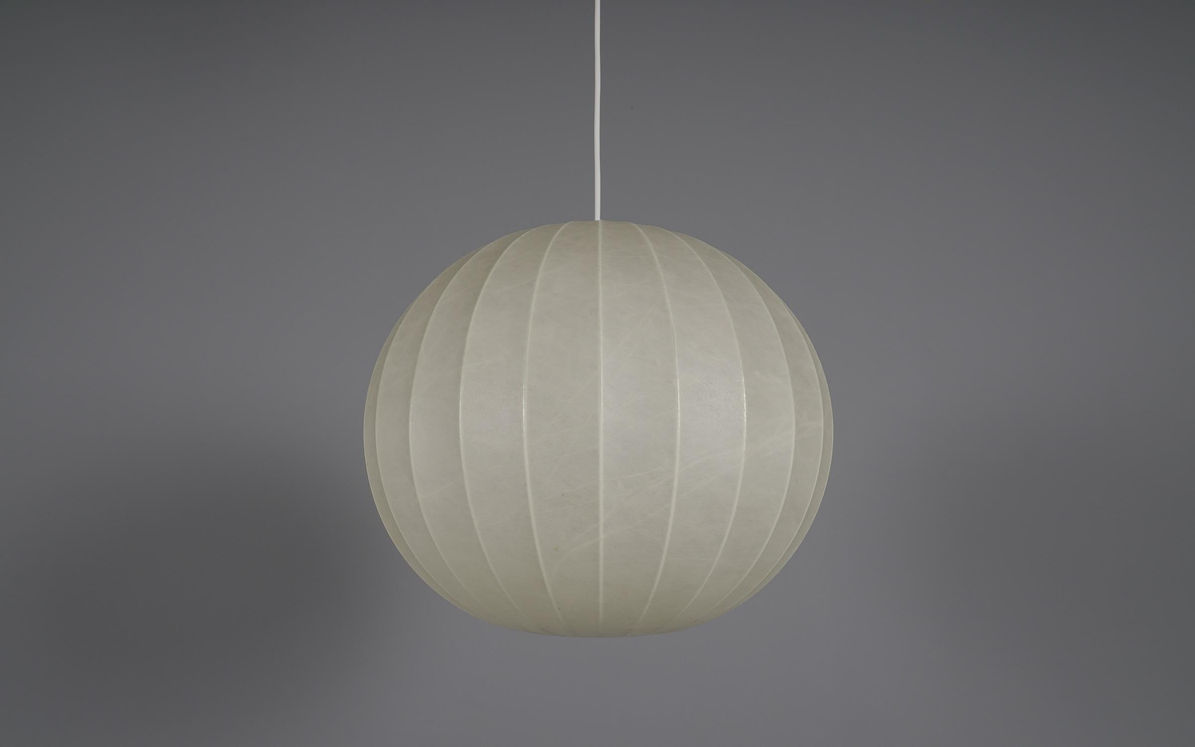 Mid-20th Century Large Cocoon Ball Hanging Lamp, 1960s Italy For Sale