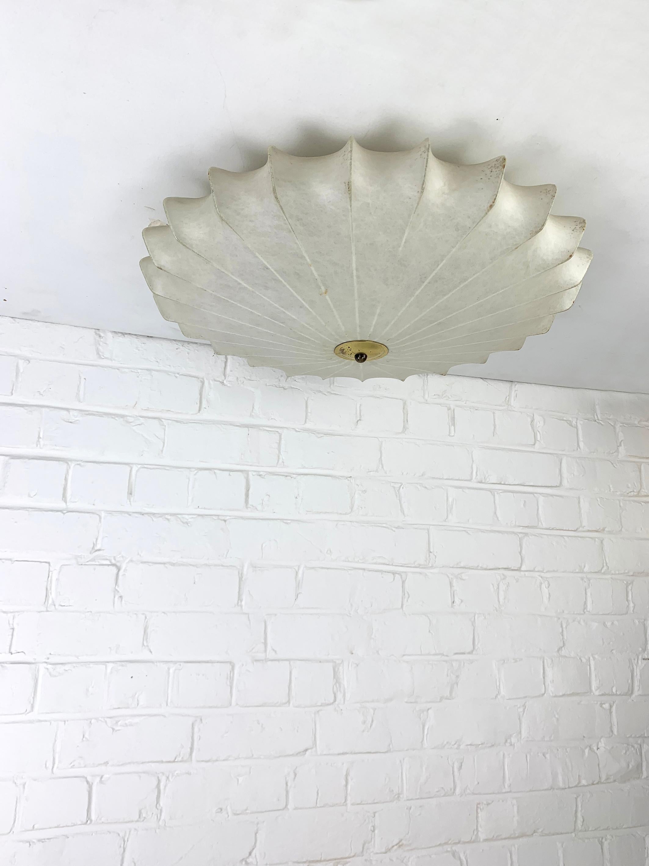 Large Cocoon Flush ceiling light, Friedel Wauer for Goldkant Leuchten, 1960s 3