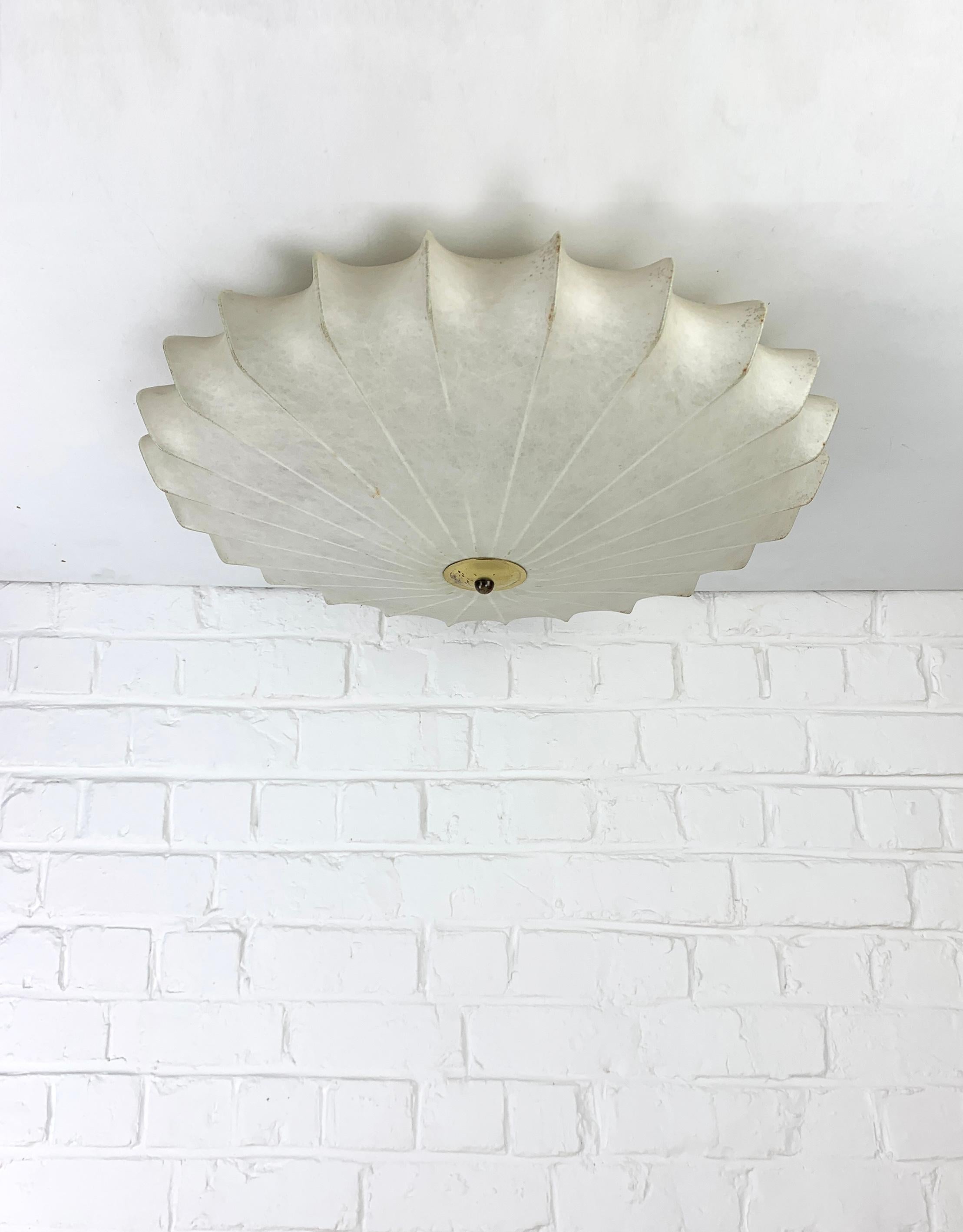 Large Cocoon Flush ceiling light, Friedel Wauer for Goldkant Leuchten, 1960s 4