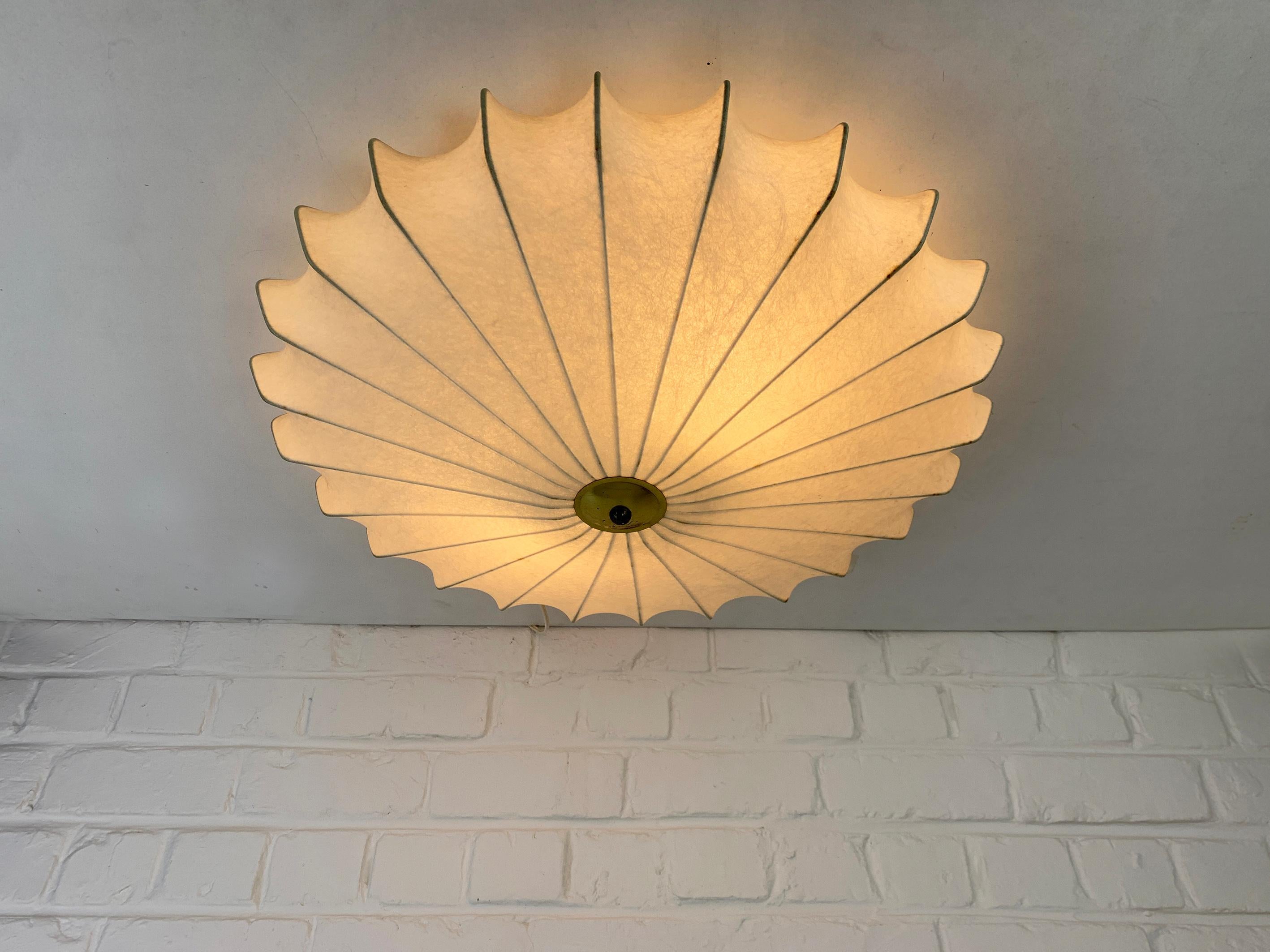 German Large Cocoon Flush ceiling light, Friedel Wauer for Goldkant Leuchten, 1960s