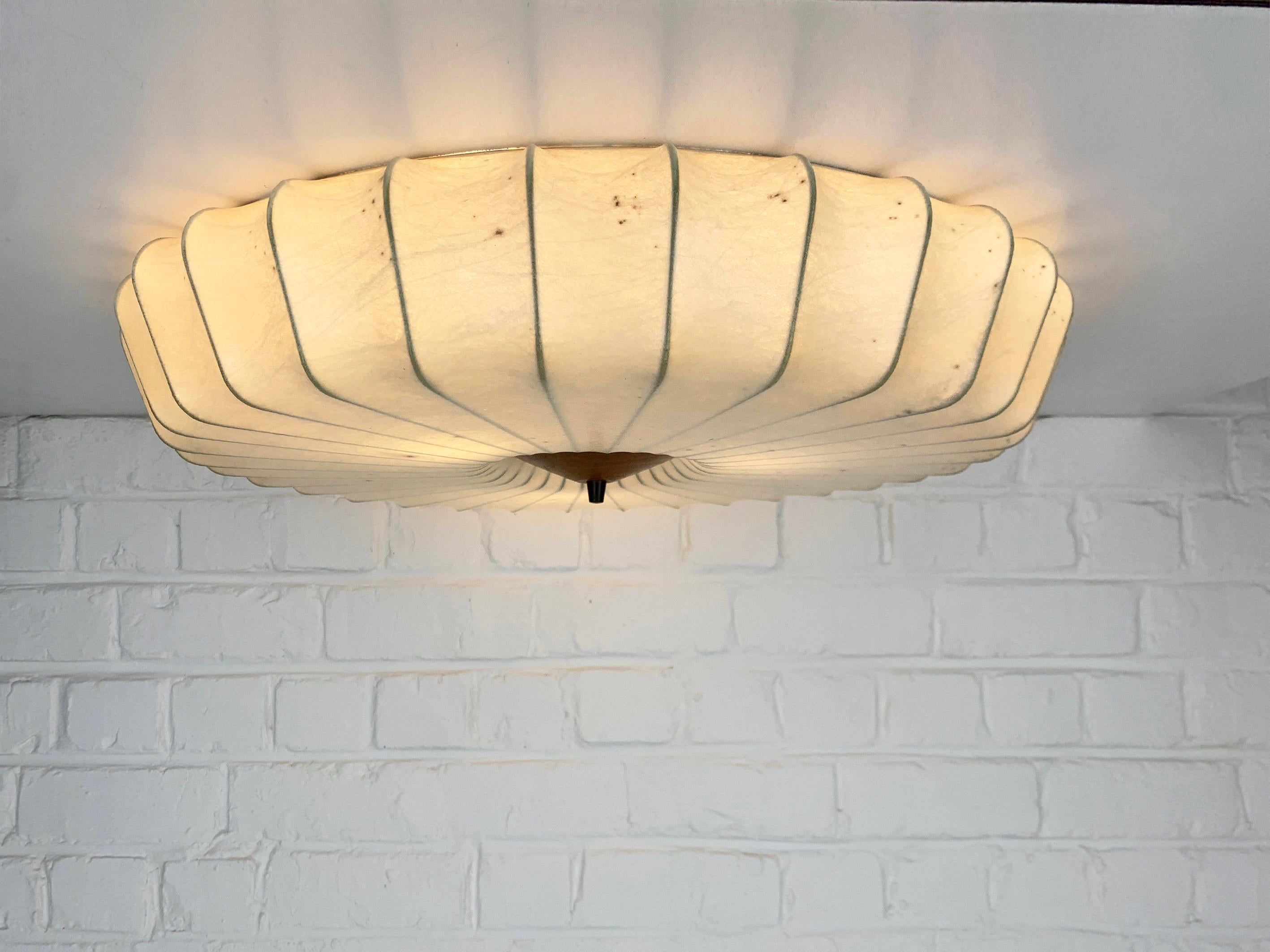German Large Cocoon Flush ceiling light, Friedel Wauer for Goldkant Leuchten, 1960s