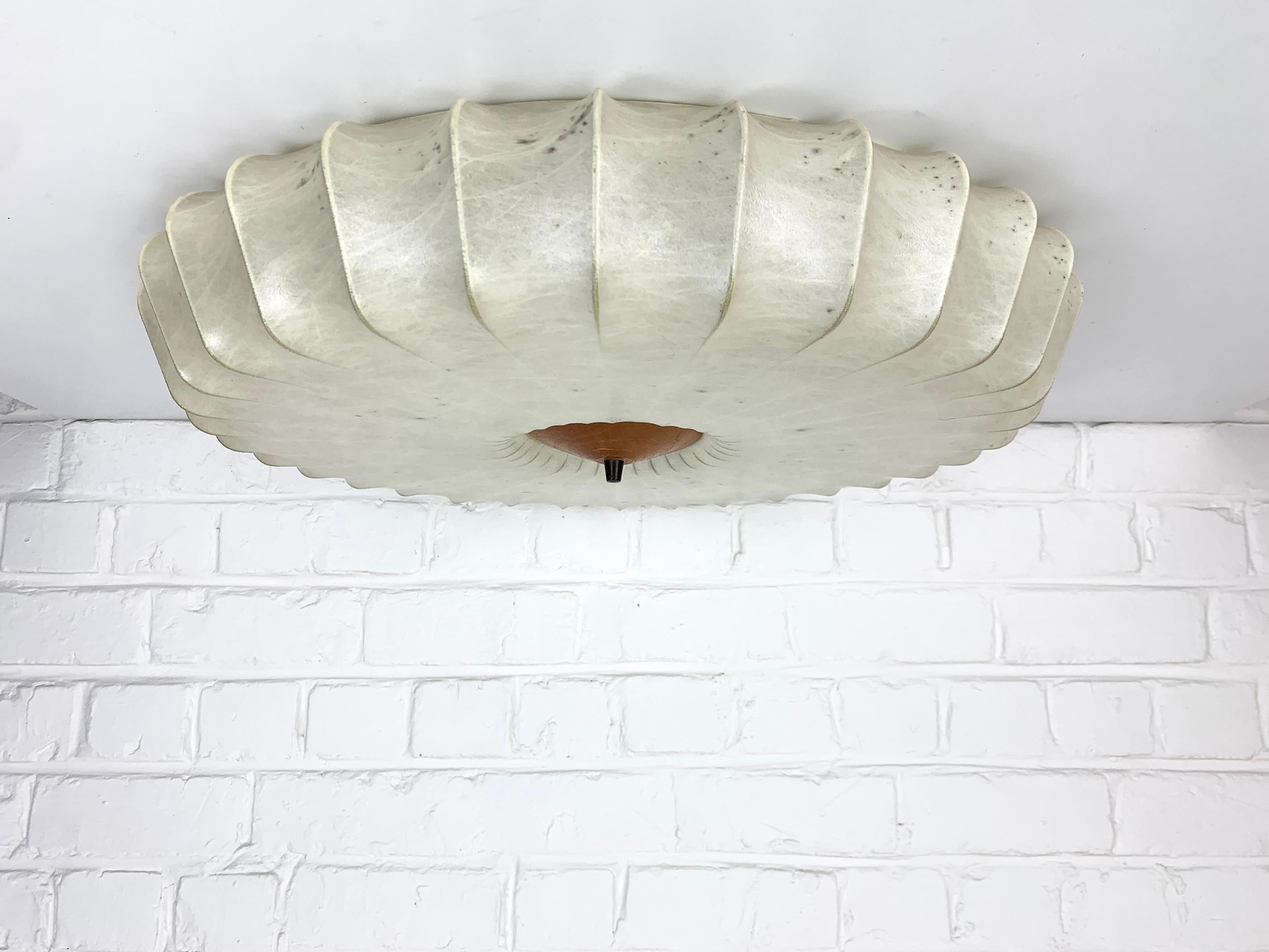 Steel Large Cocoon Flush ceiling light, Friedel Wauer for Goldkant Leuchten, 1960s