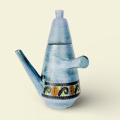 Large Coffee Pot In Matte Blue Glaze, By Jean De Lespinasse, 1950s / 1960s