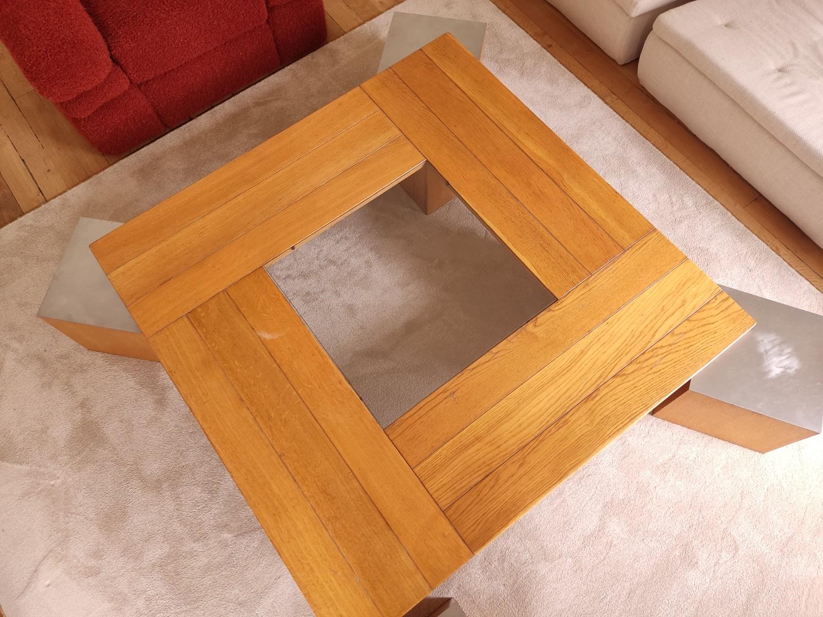 Large Coffee Table and 4 Cubic Seats In Fair Condition For Sale In Paris, FR