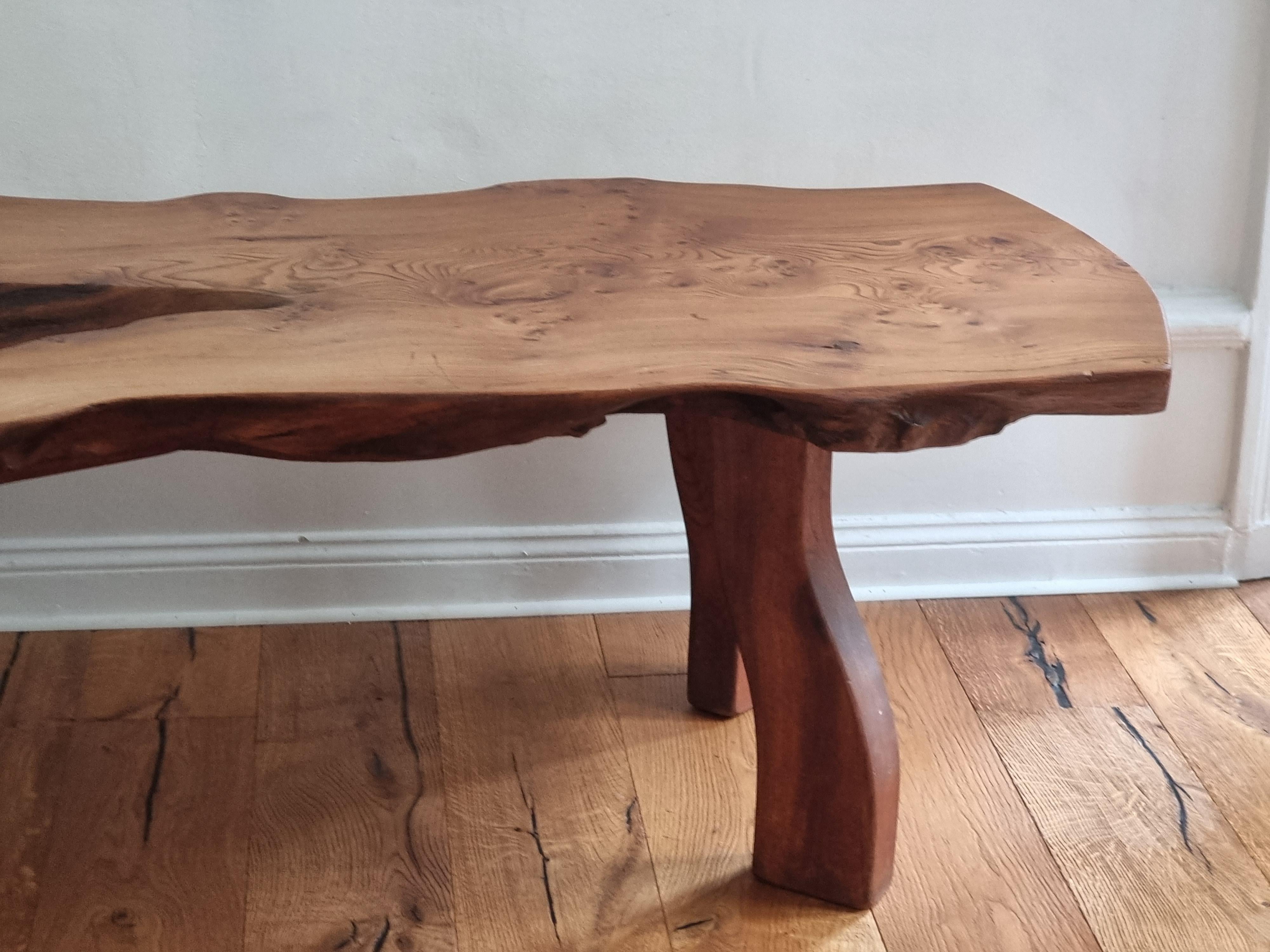 Large Coffee Table / Bench in Elm, by CA Beijbom, Simlingegård 1974, Sweden 1