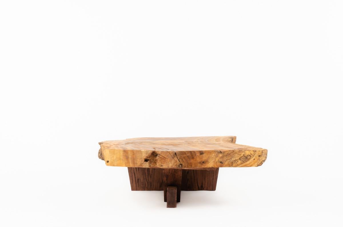 French Large coffee table brutalist design 1950 For Sale