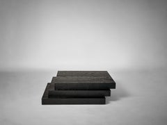 Large Coffee Table, Brutalist, Sculptural, Solid Black Oak, Scalae by Mokko