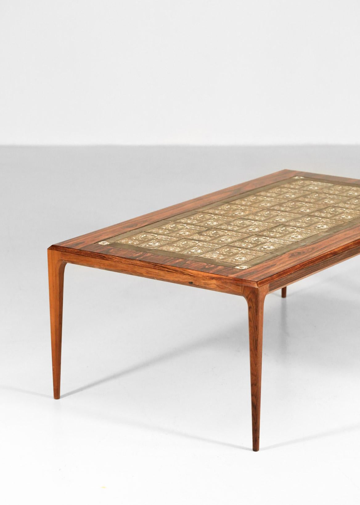 Large Coffee Table by Johannes Andersen, Rosewood and Ceramic For Sale 1