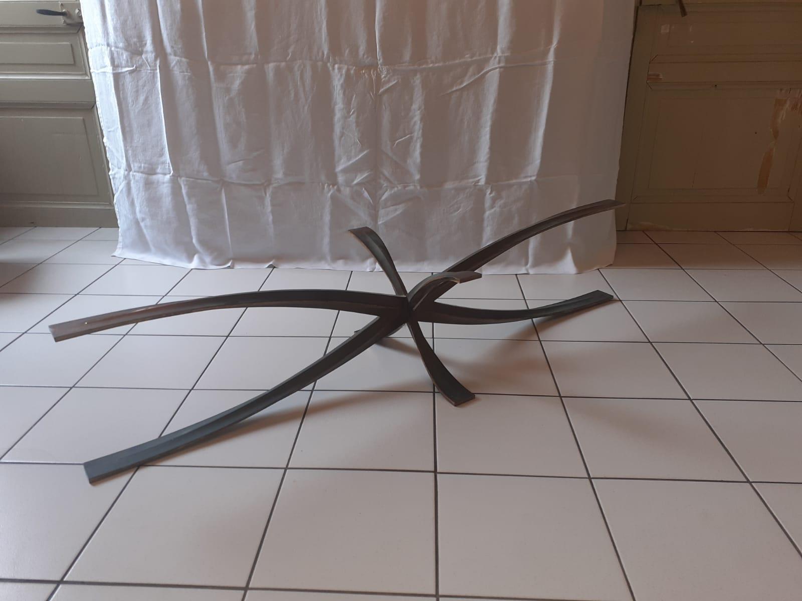 Large Coffee Table by Michel Mangematin in Bronze and Glass For Sale 6