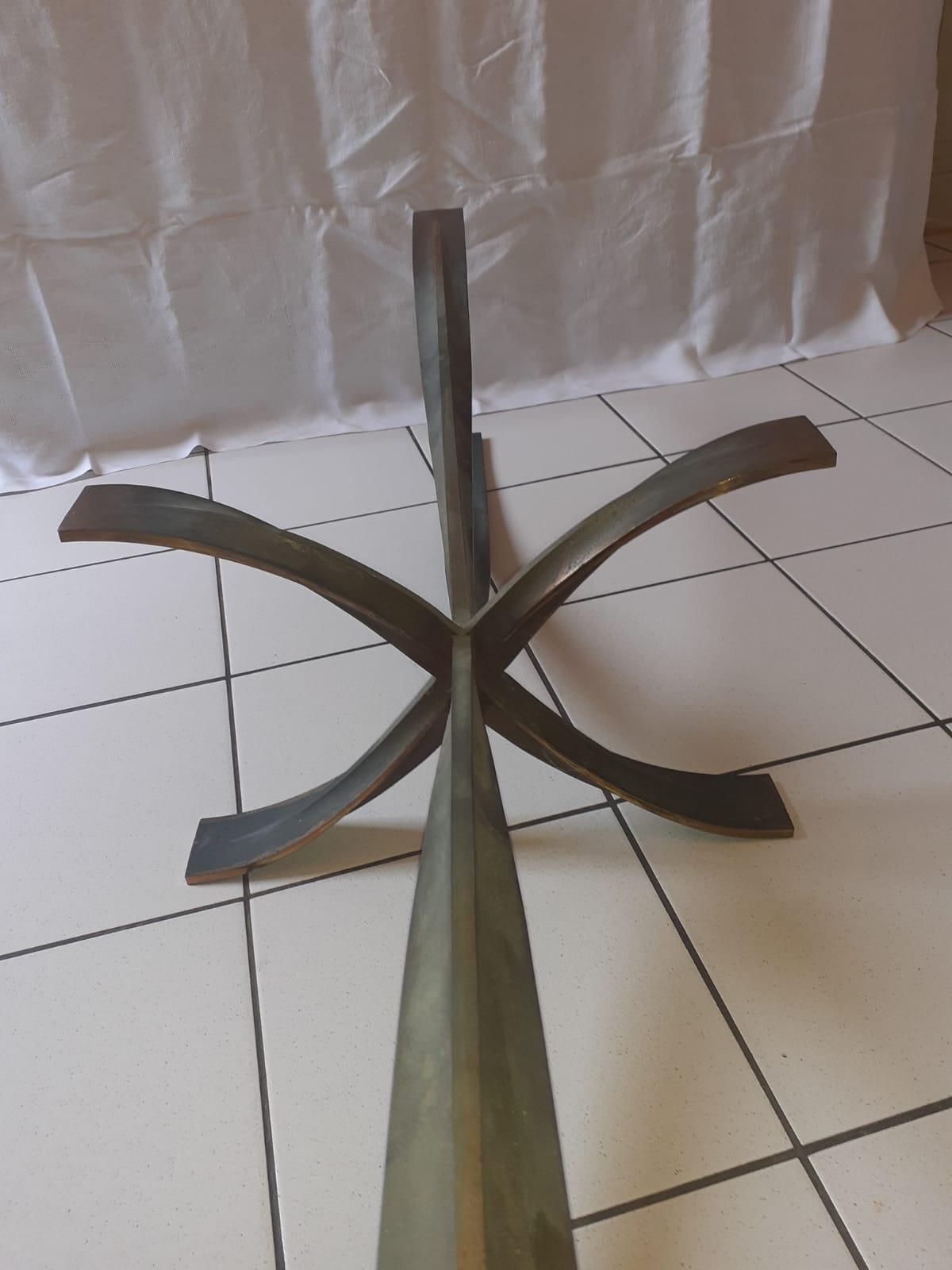 Large Coffee Table by Michel Mangematin in Bronze and Glass For Sale 8