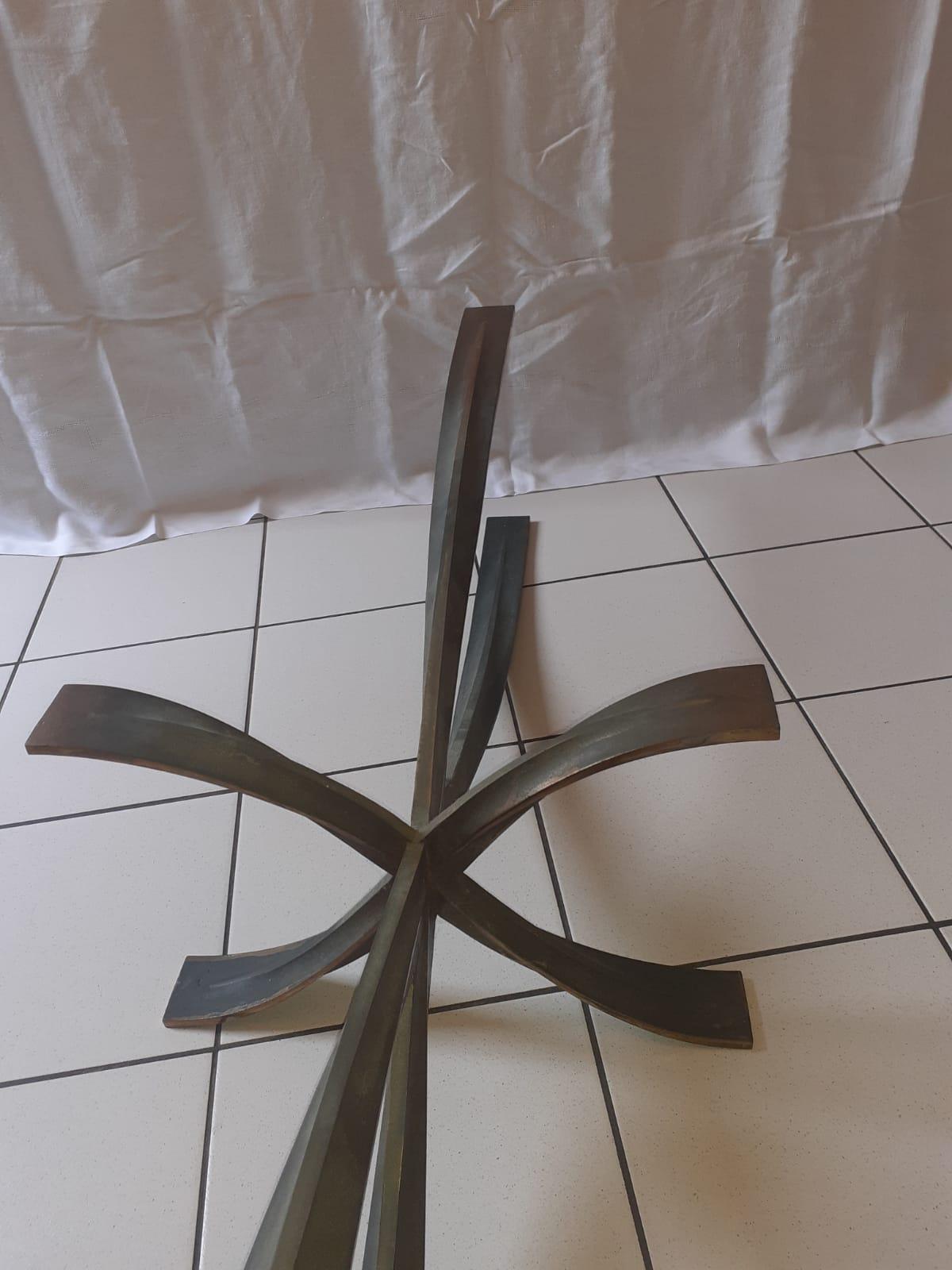 Large Coffee Table by Michel Mangematin in Bronze and Glass In Good Condition For Sale In Saint-Ouen, FR