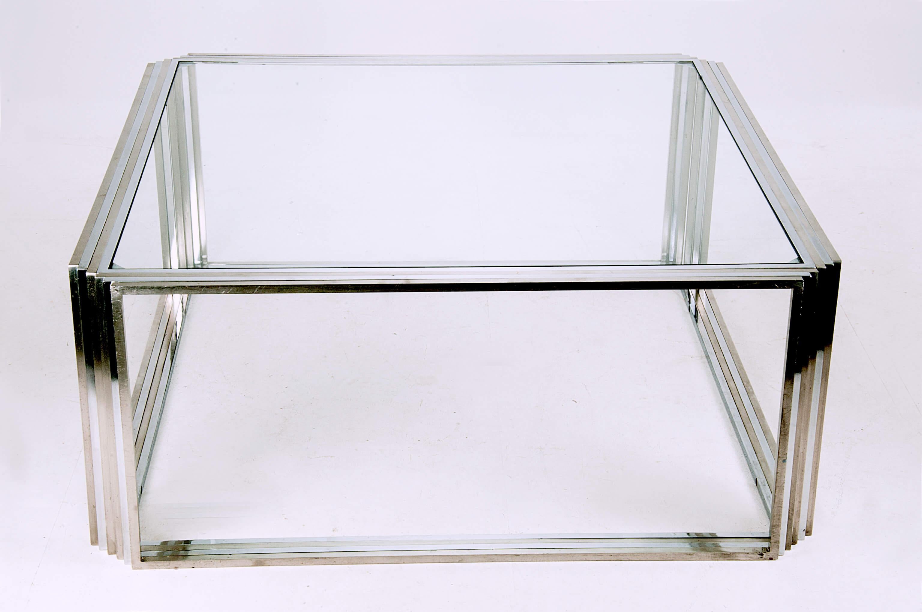 Large Coffee Table by Romeo Rega, with Chrome and Brass Frame, Italy, 1970 2