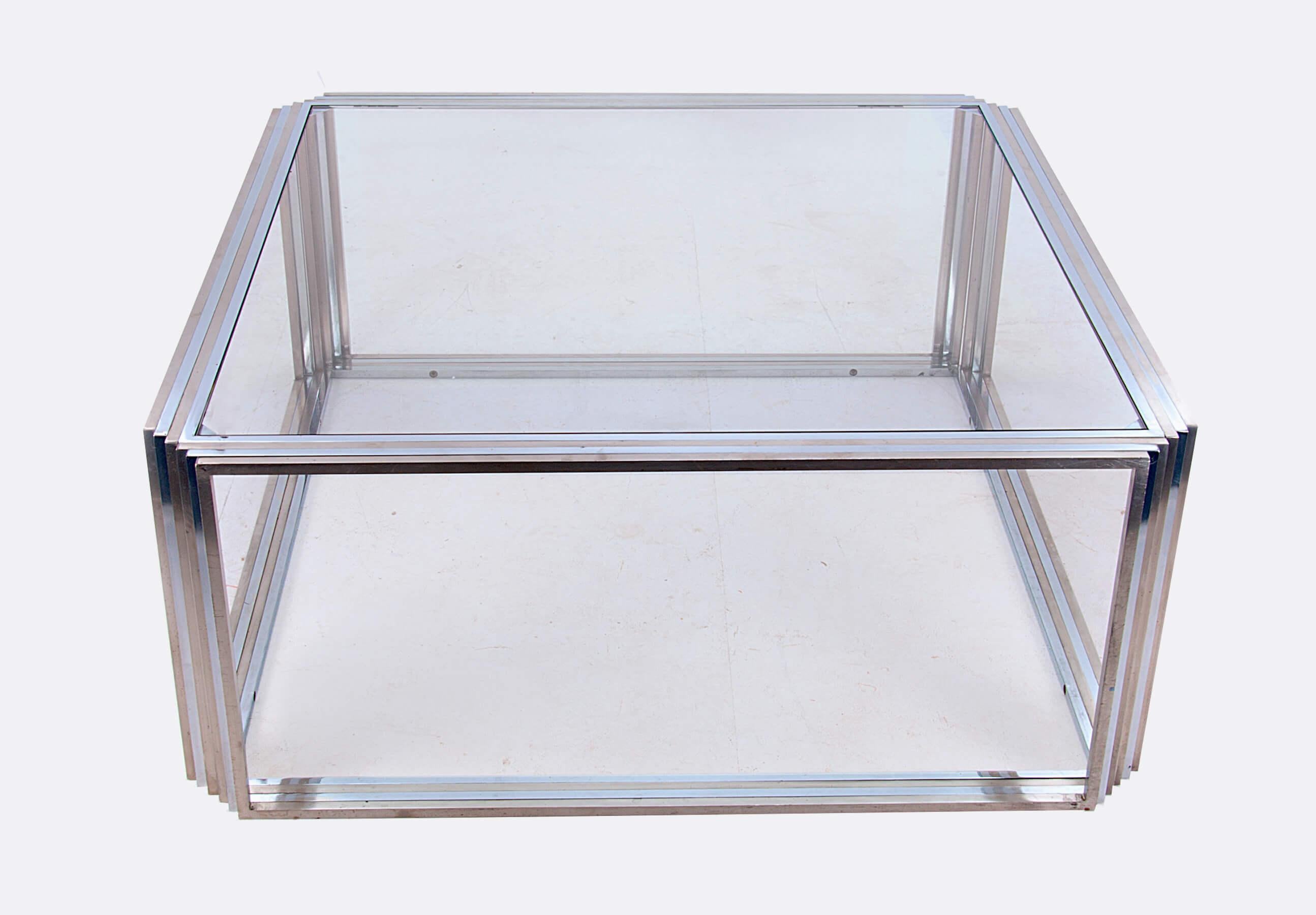 Large Coffee Table by Romeo Rega, with Chrome and Brass Frame, Italy, 1970 3