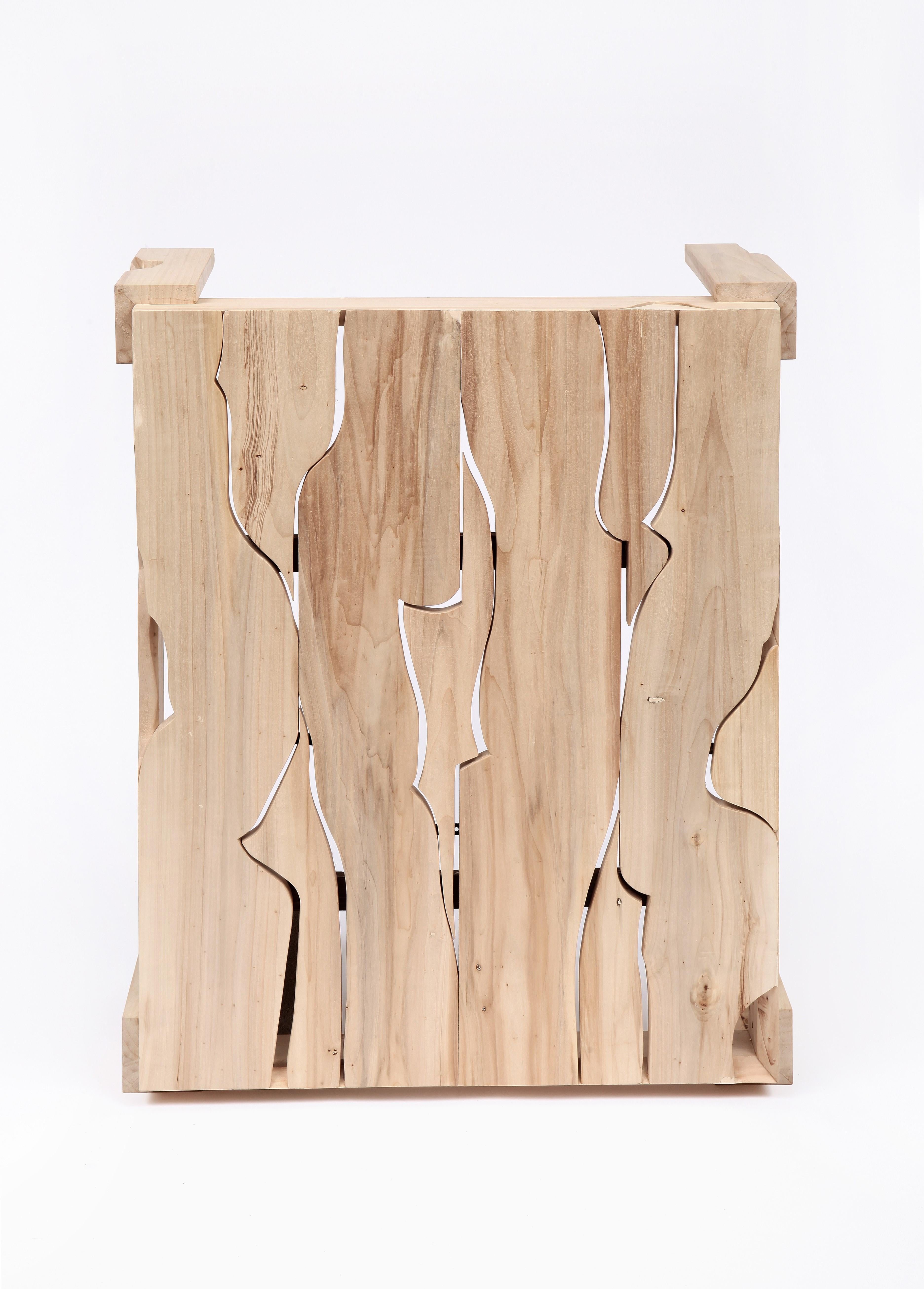 Espagnol Table basse en bois fabriquée à la main avec du peuplier réutilisé de Vicent Orts en vente