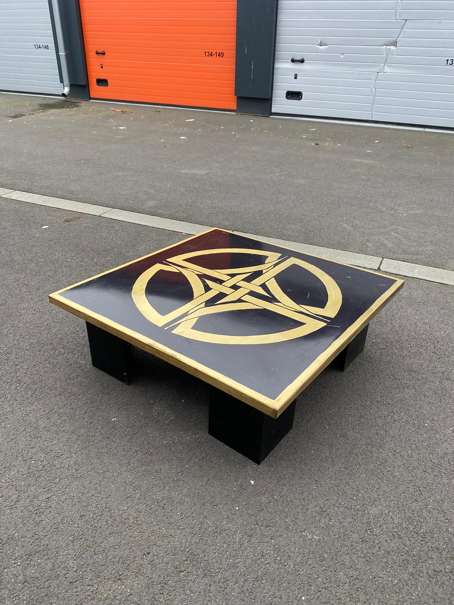 Large Coffee Table circa 1970, in the Style of Jean-Claude Dresse In Good Condition For Sale In Saint-Ouen, FR