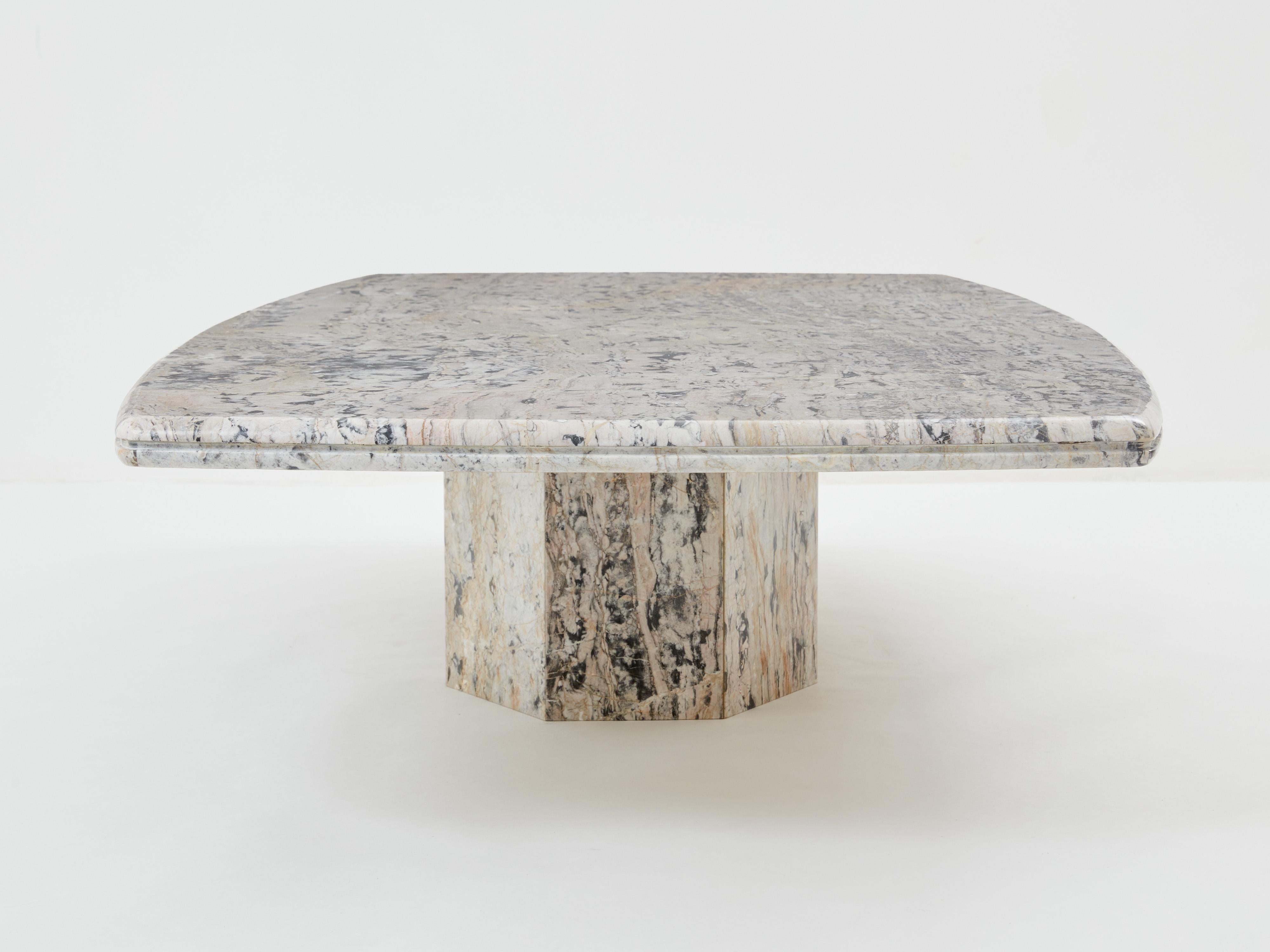 Large coffee table Greige Sicilian marble 1970s  For Sale 6