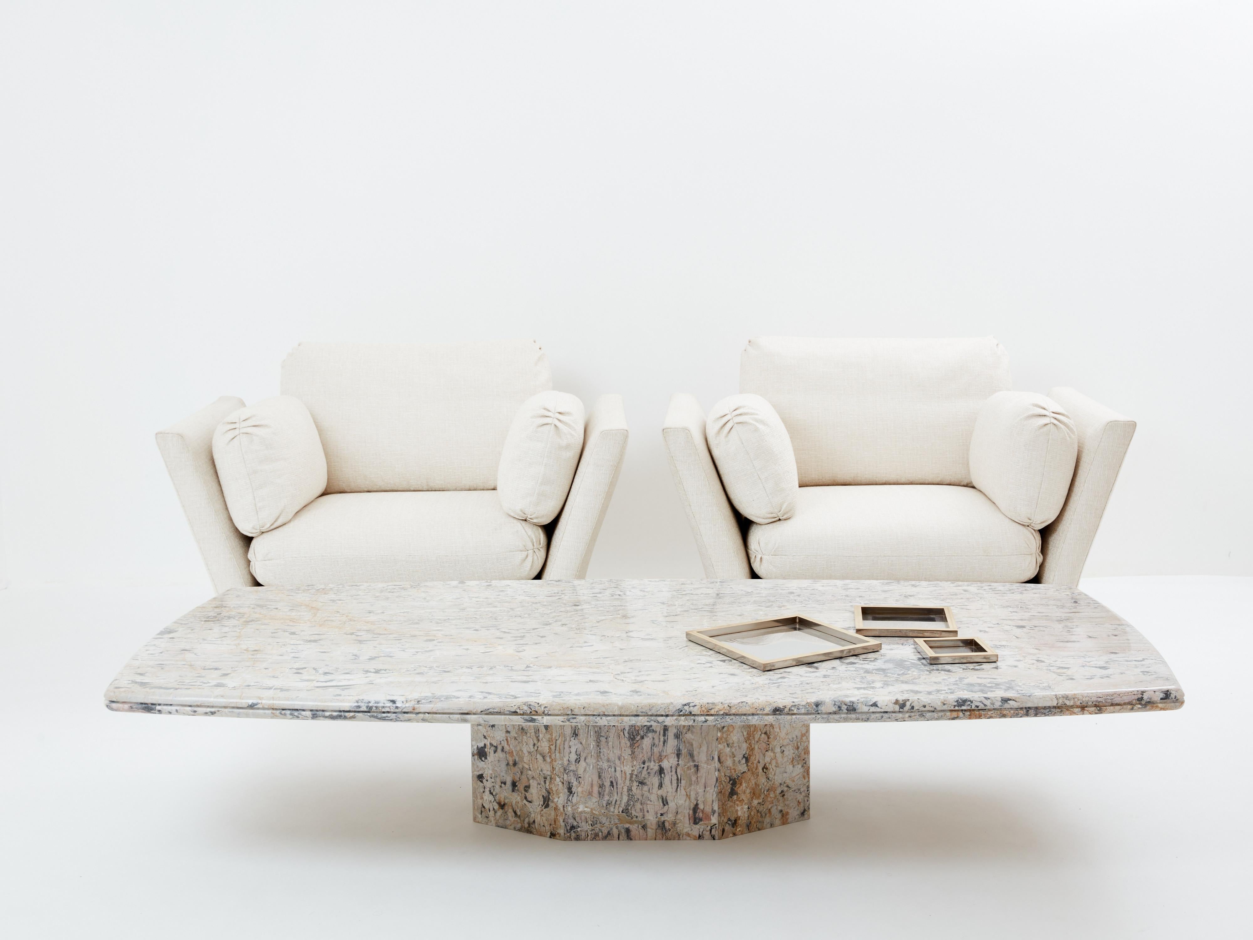 Grande table basse en marbre sicilien gris des années 1970  en vente 8