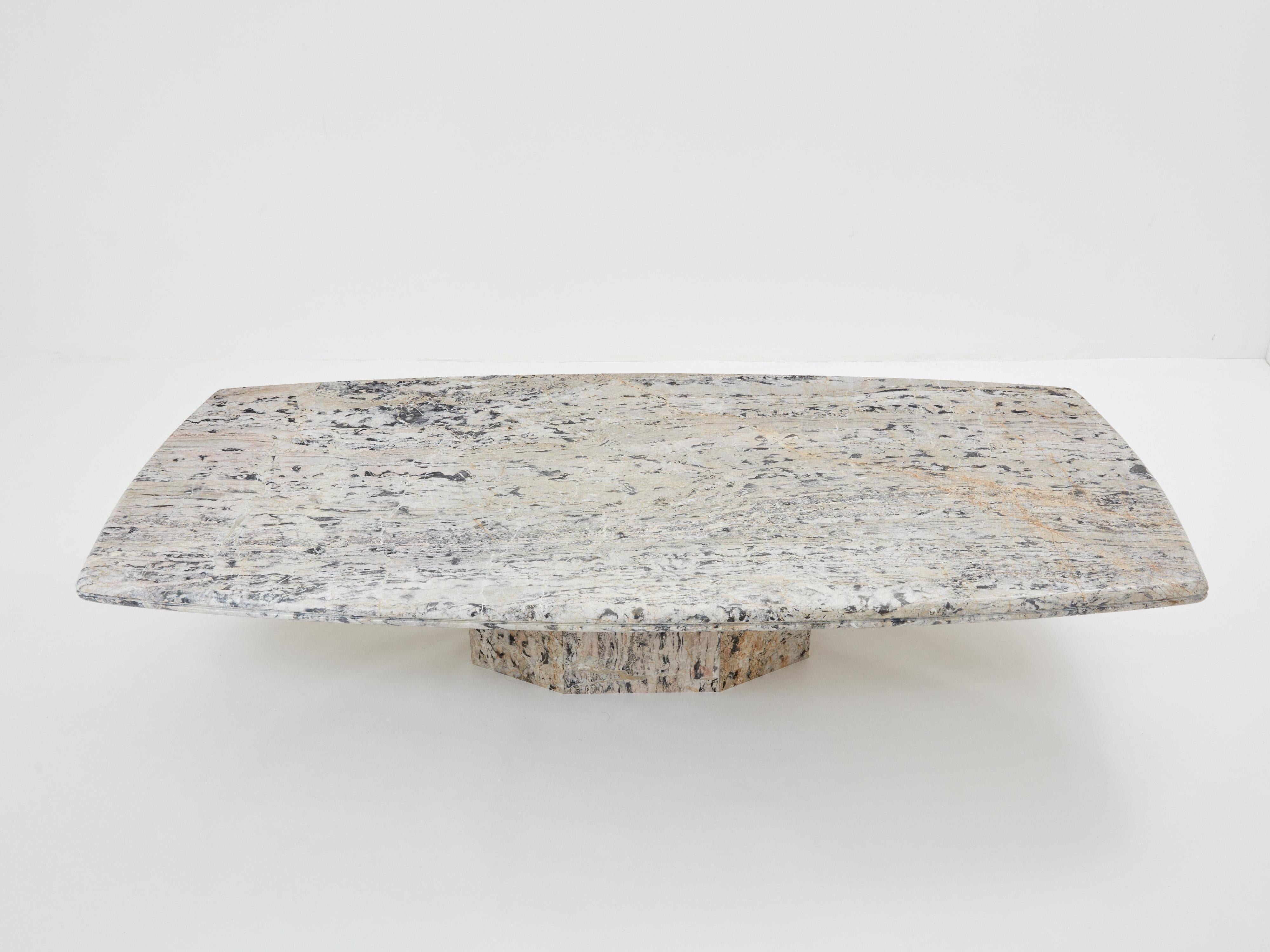 Marbre Grande table basse en marbre sicilien gris des années 1970  en vente