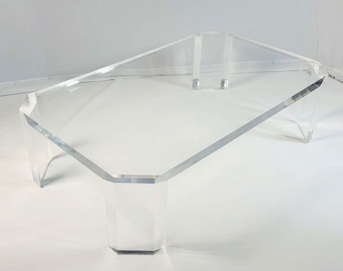 Mid-Century Modern Grande table basse en lucite solide de 2 pouces par Charles Hollis Jones, modèle 505, USA 19 en vente