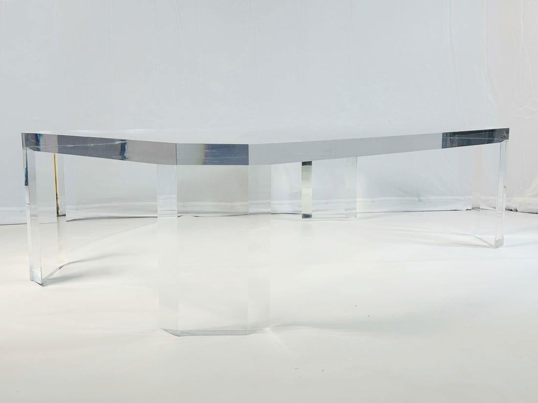 Fin du 20e siècle Grande table basse en lucite solide de 2 pouces par Charles Hollis Jones, modèle 505, USA 19 en vente