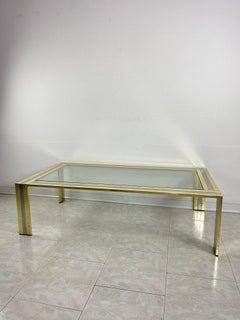 Large Coffee Table In Brass And Chromed Metal Attributed To Romeo Rega, 1970s