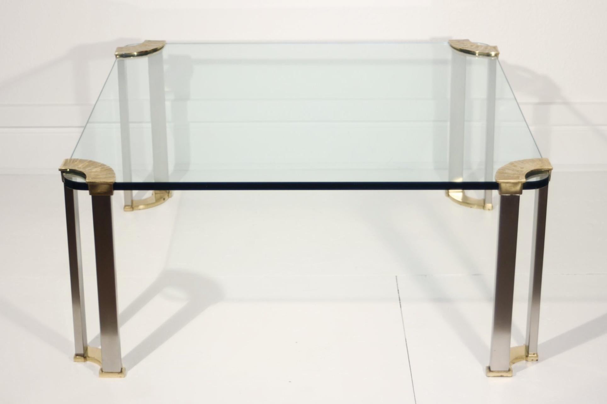 Molded Large coffee table in bronze & tempered glass, in the style of Peter Ghyczy For Sale