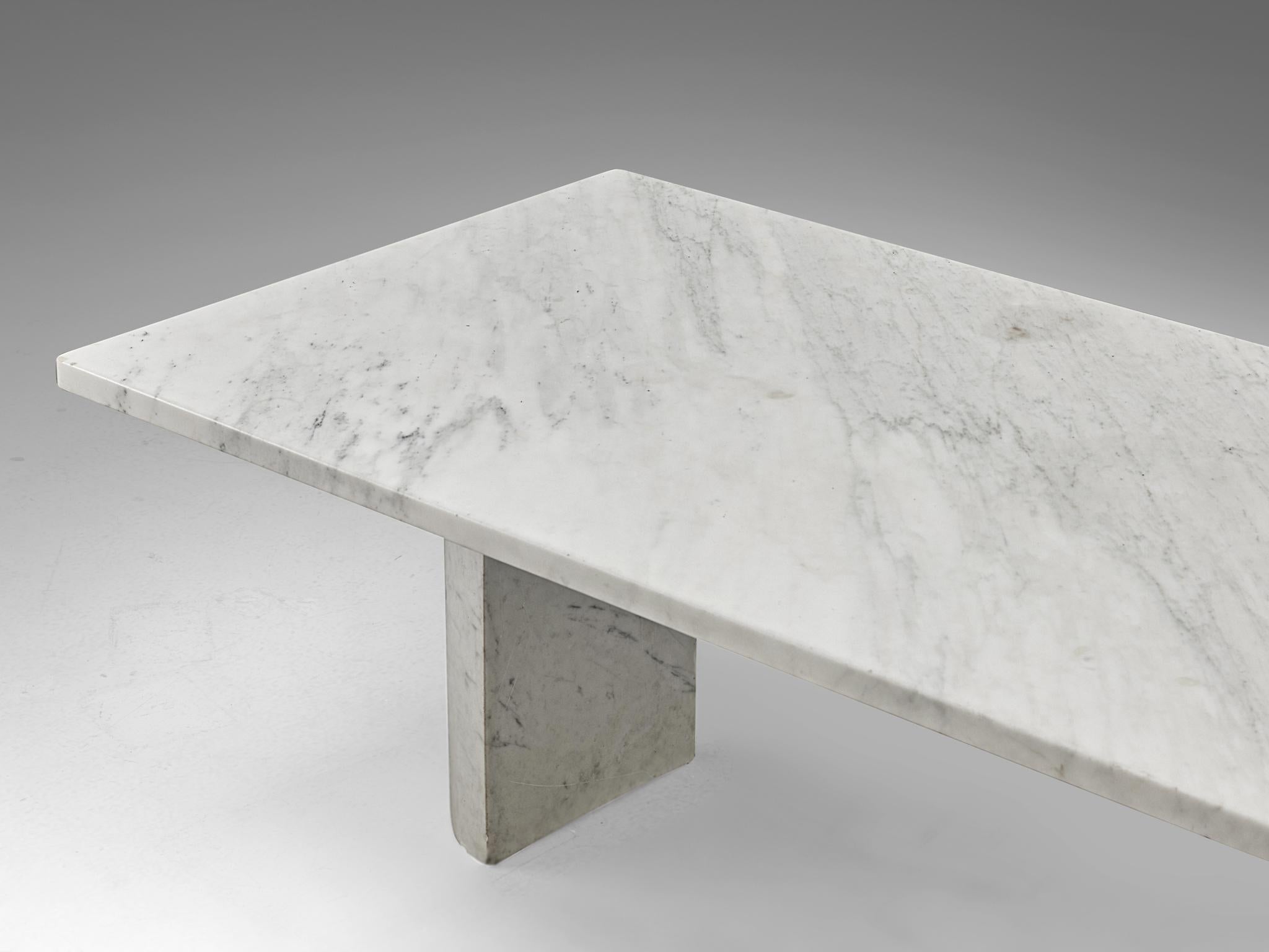 Mid-Century Modern Large Coffee Table in Carrara Marble