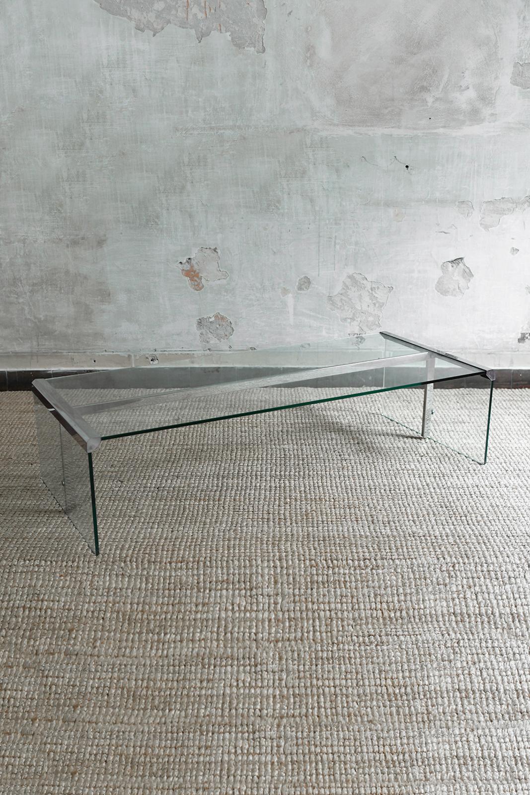 Großer Couchtisch aus Glas und Metall von Pierangelo Gallotti für Gallotti&Radice (Italienisch) im Angebot