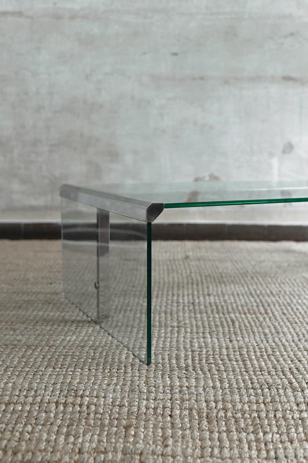 Großer Couchtisch aus Glas und Metall von Pierangelo Gallotti für Gallotti&Radice im Zustand „Gut“ im Angebot in Roma, RM