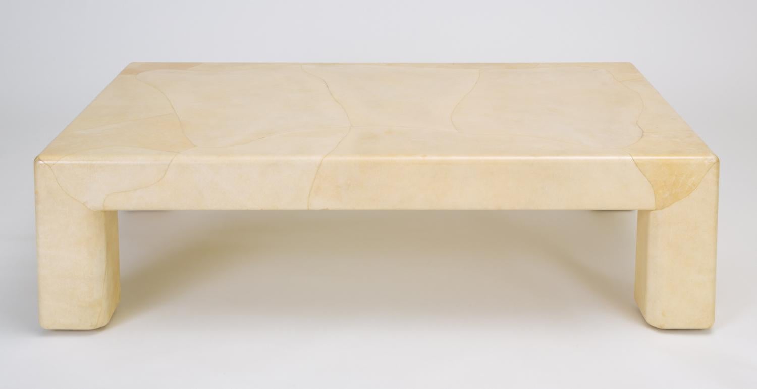 American Large Coffee Table in Lacquered Goatskin