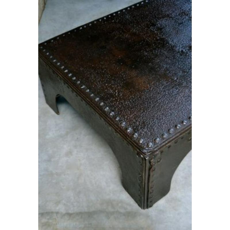 French Large Coffee Table in Riveted Metal, France, 1920 For Sale