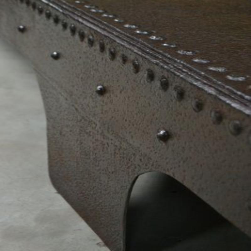 20th Century Large Coffee Table in Riveted Metal, France, 1920 For Sale