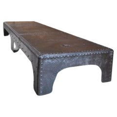 Large Coffee Table in Riveted Metal, France, 1920