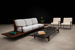 Large Coffee Table in Rosewood and Glass by Joaquim Tenreiro, Brazil, 1950s